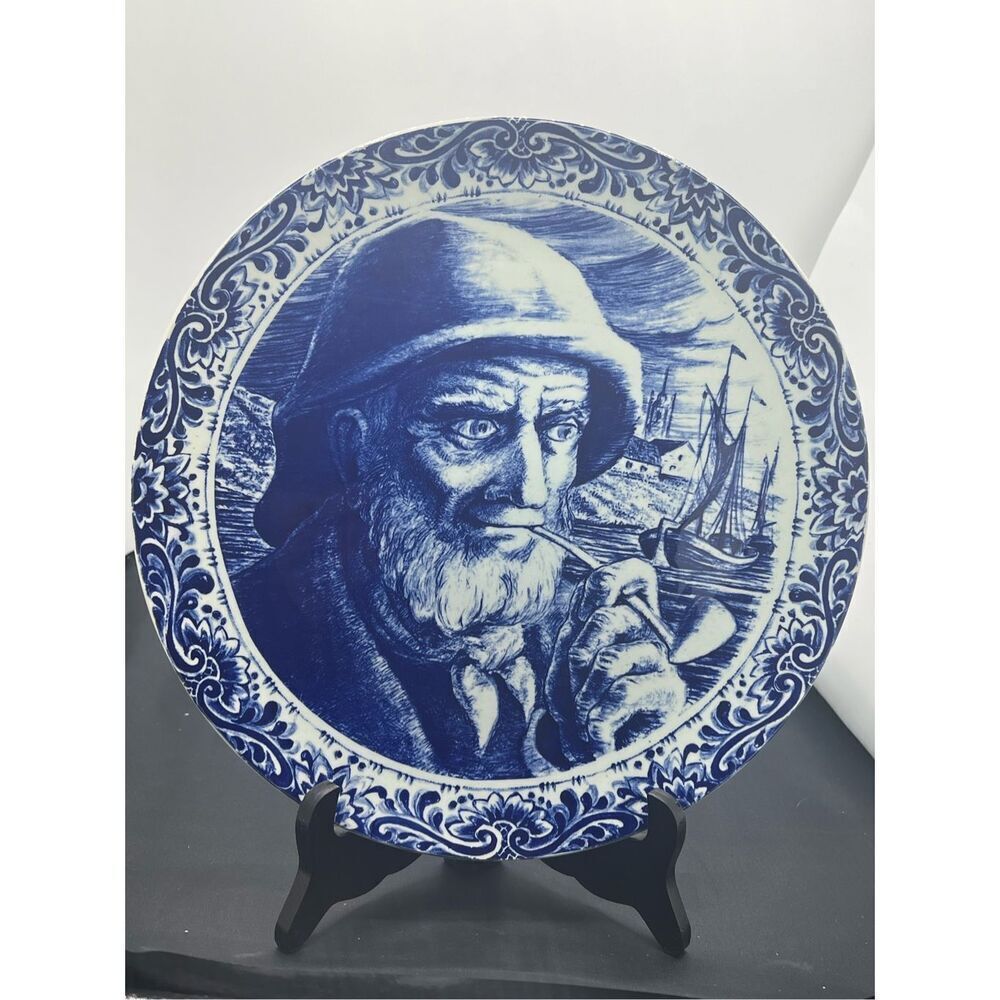 Vintage DELFT Boch La Louviere Belgium Ceramic Decorative Plate Gorgeous! 11”  T